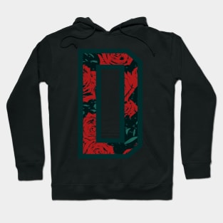 Modern Rose Floral Initial Name Alphabet - Letter D Hoodie